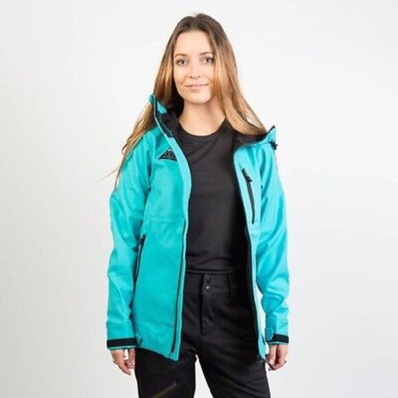 Neff Trina Teal Blue Softshell Winter Snow Zip Up Hooded Jacket